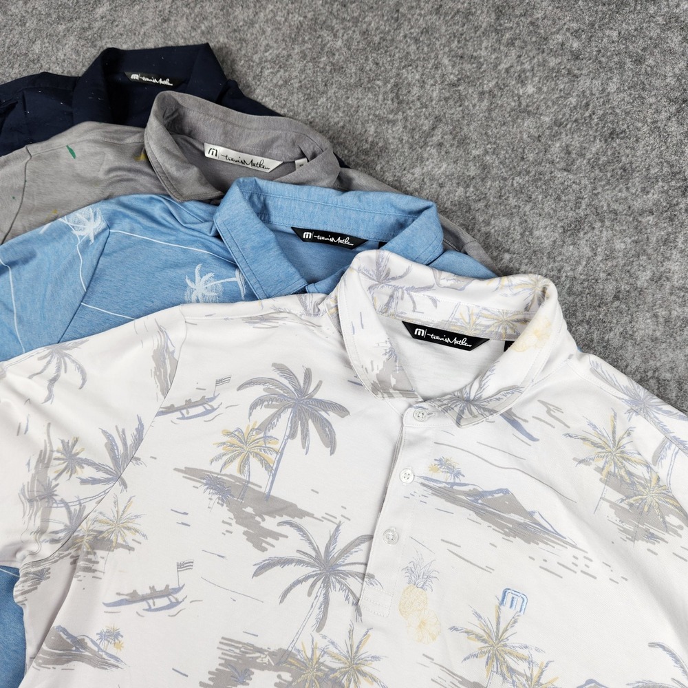 Travis Mathew Pima Golf Polo Shirt Lot Of 5 Men 2XL Blue Performance Breathable